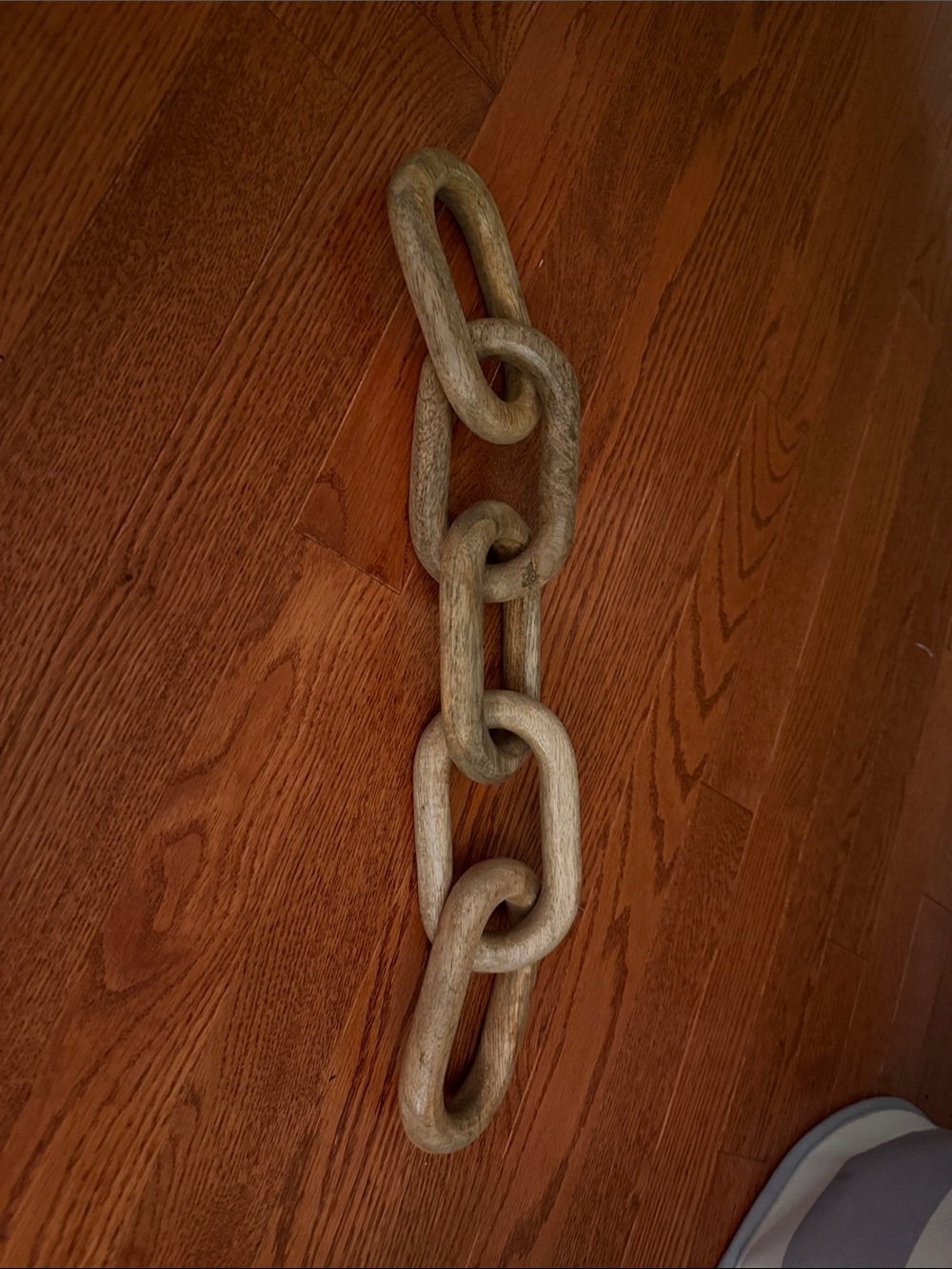 Neutral Beige Wood Chain Wall Accent - Minimalist Home Decor
